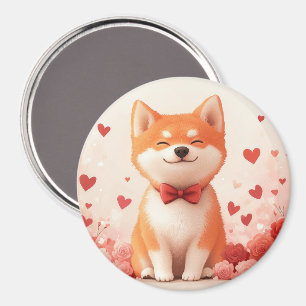 Akita with Roses - Valentine's Day Magnet