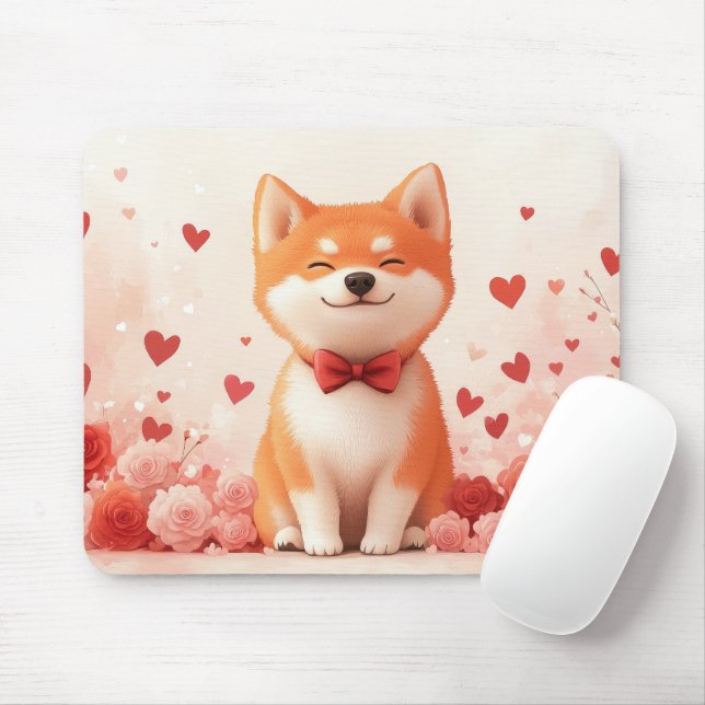Akita with Roses - Valentine's Day  Mouse Pad (With Mouse)