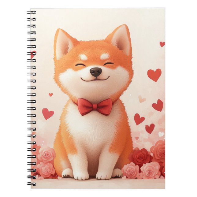 Akita with Roses - Valentine's Day  Notebook (Front)