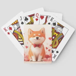 Akita with Roses - Valentine's Day Playing Cards