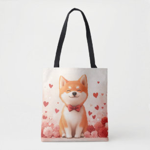 Akita with Roses - Valentine's Day Tote Bag