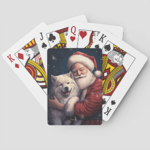 Akita with Santa Claus Festive Christmas Playing Cards