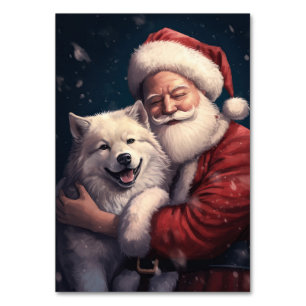 Akita with Santa Claus Festive Christmas Table Number