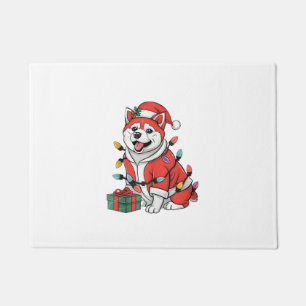 Akita Xmas Lighting Santa Akita Dog Christmas Doormat