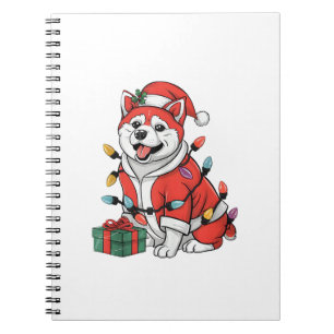 Akita Xmas Lighting Santa Akita Dog Christmas Notebook