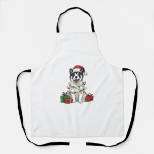 Akita Xmas Lighting Santa Hat Akita Dog Christmas Apron