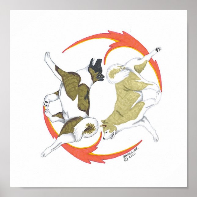 akita yin and yang poster (Front)