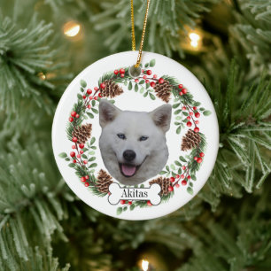 akitas dog ceramic ornament