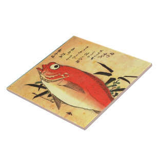Akodai - Hiroshige's Colourful Japanese Fish Print Ceramic Tile