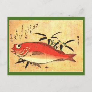 Akodai - Hiroshige's Colourful Japanese Fish Print Postcard