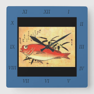 Akodai - Hiroshige's Colourful Japanese Fish Print Square Wall Clock
