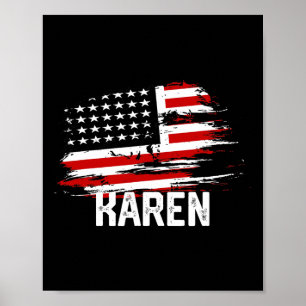 Akokay Women's Karen Usa Flag Personalised 4th Of  Poster