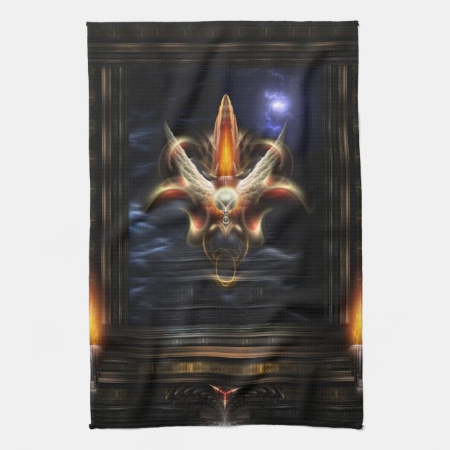 Akrellian Torch Fire Portrait Tea Towel (Vertical)