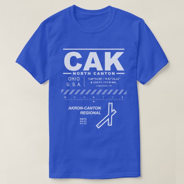 Akron-Canton Airport CAK Tee Shirt (Design Front)