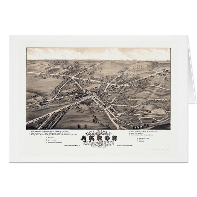 Akron, OH Panoramic Map - 1882 (Front Horizontal)