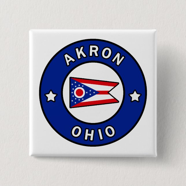 Akron Ohio 15 Cm Square Badge (Front)