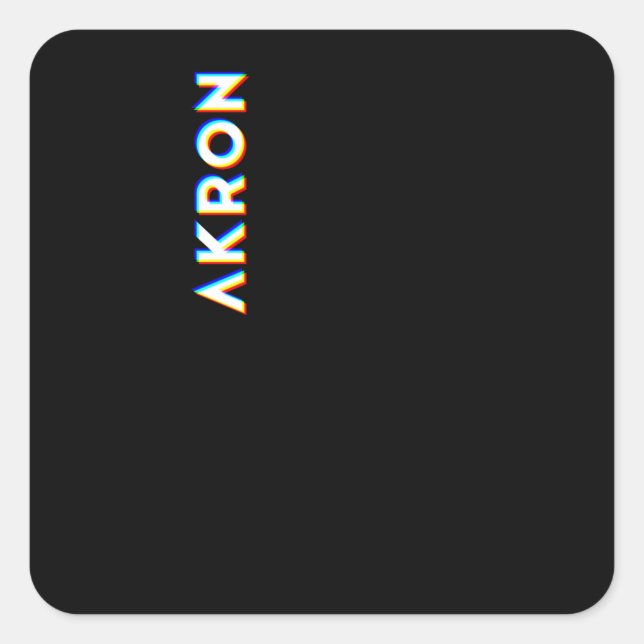 Akron Ohio CMYK Glitch Type Square Sticker (Front)