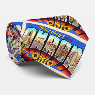 Akron Ohio OH Vintage Large Letter Postcard Tie