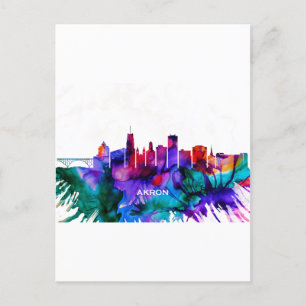 Akron Skyline Holiday Postcard
