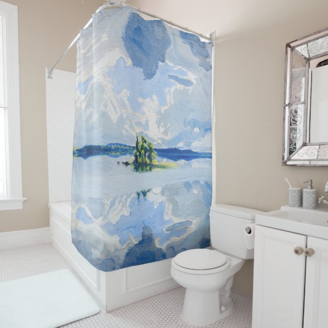 Akseli Gallen-Kallela - Clouds above a Lake Shower Curtain (In Situ)