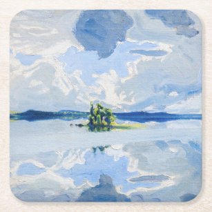 Akseli Gallen-Kallela - Clouds above a Lake Square Paper Coaster