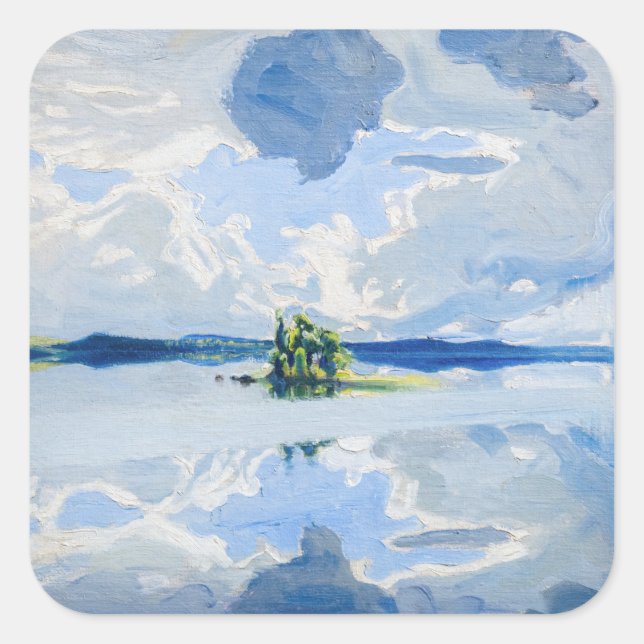 Akseli Gallen-Kallela - Clouds above a Lake Square Sticker (Front)