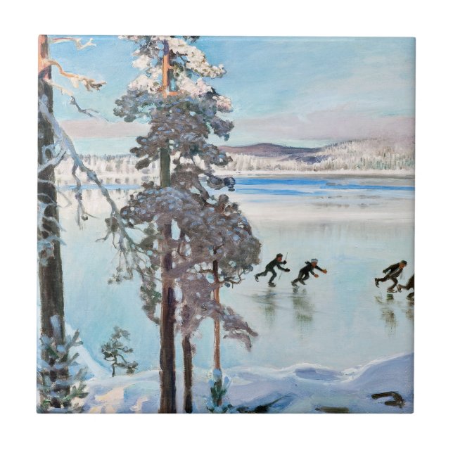 Akseli Gallen-Kallela - Skaters near Kalela Shore Ceramic Tile (Front)