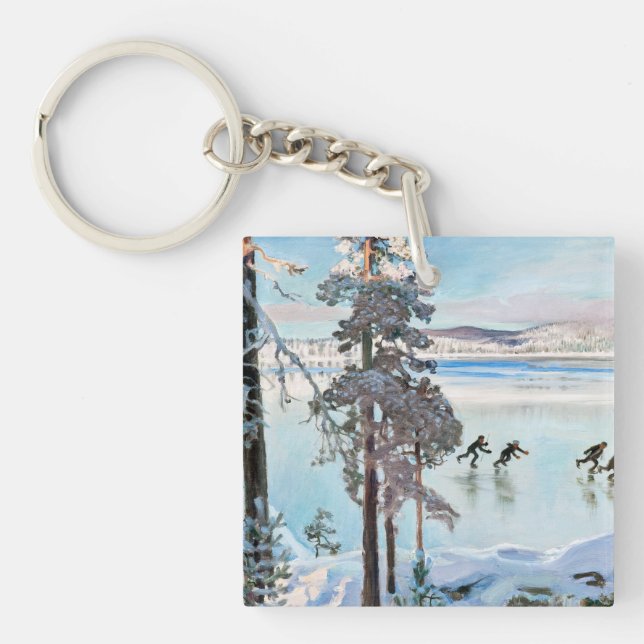 Akseli Gallen-Kallela - Skaters near Kalela Shore Key Ring (Front)