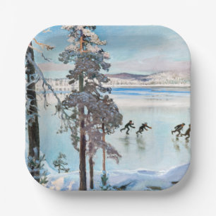 Akseli Gallen-Kallela - Skaters near Kalela Shore Paper Plate