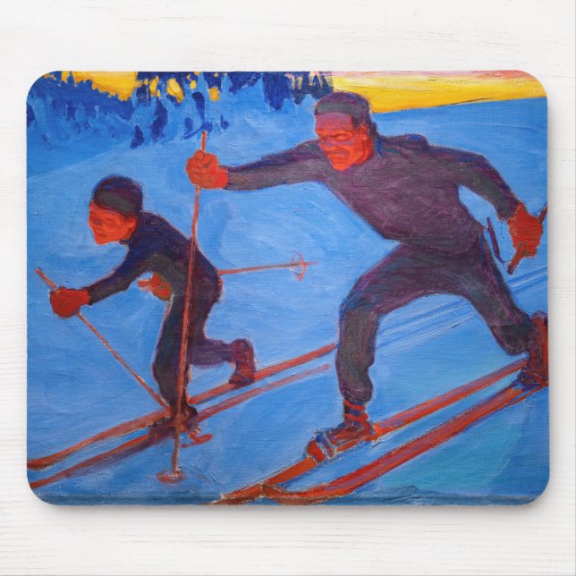 Akseli Gallen-Kallela - Skiers Mouse Pad (Front)