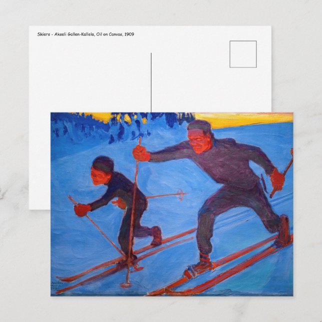 Akseli Gallen-Kallela - Skiers Postcard (Front/Back)