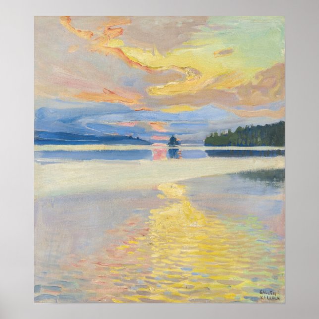 Akseli Gallen-Kallela - Sunset over Lake Ruovesi Poster (Front)