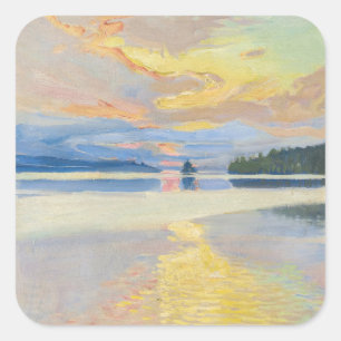 Akseli Gallen-Kallela - Sunset over Lake Ruovesi  Square Sticker