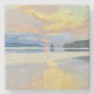 Akseli Gallen-Kallela - Sunset over Lake Ruovesi Stone Coaster