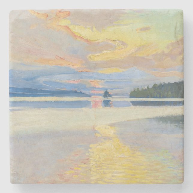 Akseli Gallen-Kallela - Sunset over Lake Ruovesi Stone Coaster (Front)