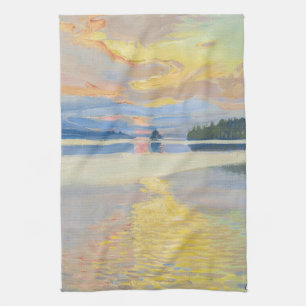 Akseli Gallen-Kallela - Sunset over Lake Ruovesi Tea Towel