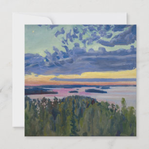 Akseli Gallen-Kallela - View over a Lake at Sunset Thank You Card