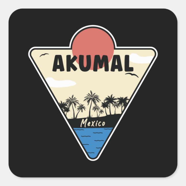 Akumal Mexico Seashore Square Sticker (Front)