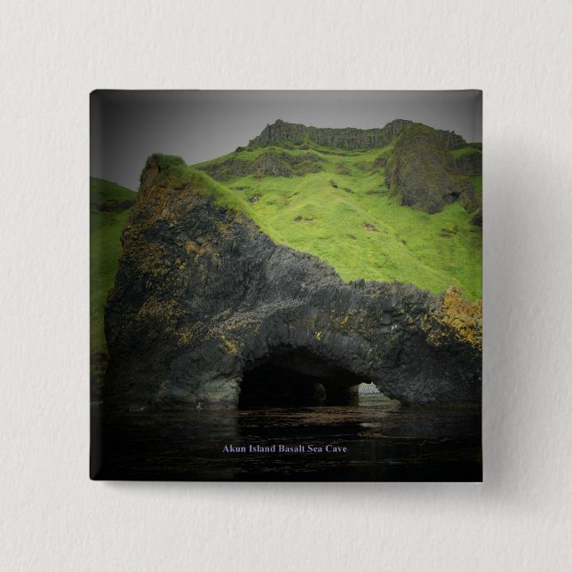 Akun Island Basalt Sea Cave 15 Cm Square Badge (Front)