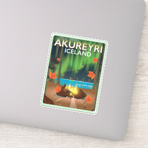 Akureyri Iceland travel poster