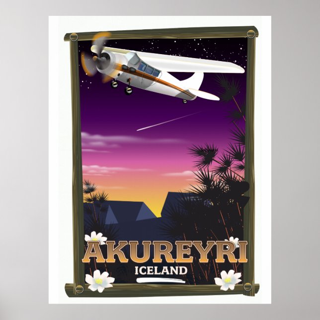 Akureyri Iceland travel poster (Front)
