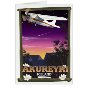 Akureyri Iceland travel poster