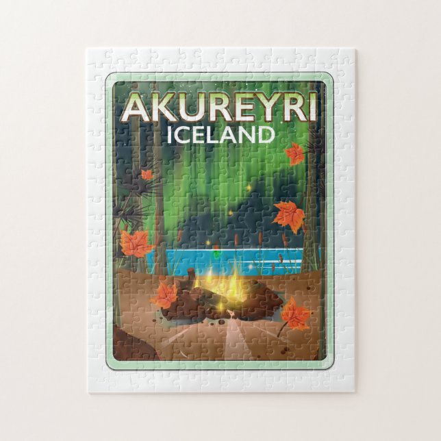 Akureyri Iceland travel poster Jigsaw Puzzle (Vertical)