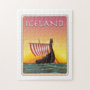 Akureyri Iceland travel poster Jigsaw Puzzle