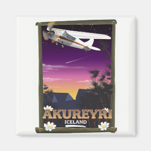 Akureyri Iceland travel poster Magnet