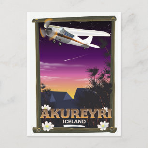 Akureyri Iceland travel poster Postcard