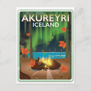 Akureyri Iceland travel poster Postcard