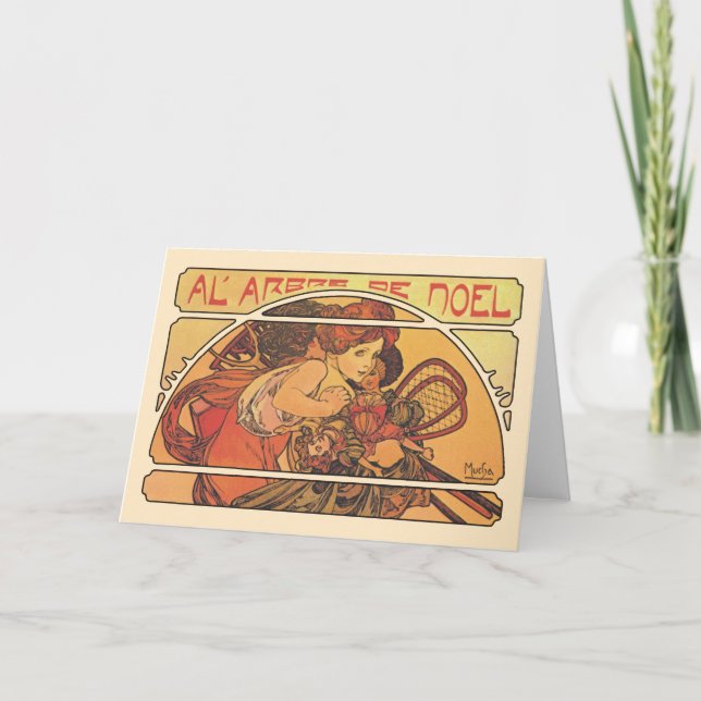 Al' Arbre De Noel- Alphons Mucha Holiday Card (Front)