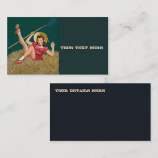 Al Buell Vintage Farming Farm Pin Up Girl Business Card