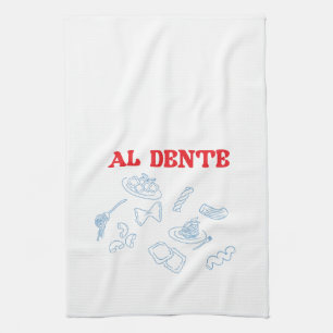 Al Dente Red and Blue Tea Towel